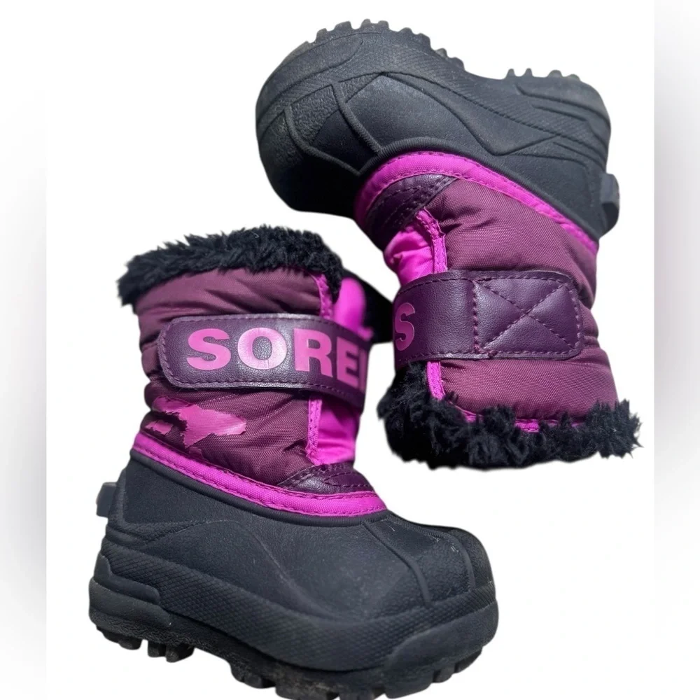 Sorel toddler Snow Commander Kids Snow Boot black/Groovy Pink US 5